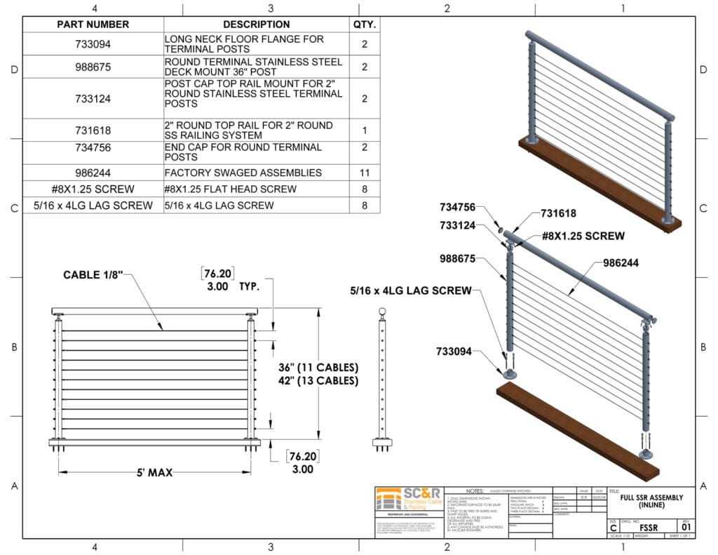CableViewTM Stainless Round | Stainless Cable Railing