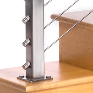 Square Stainless Steel Deck Mount 42in Drilled Terminal Post