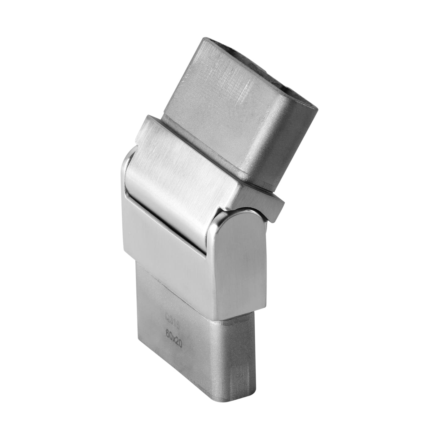 60x30 Tube Connector - Adjustable Flush Angle — structural glass railing component