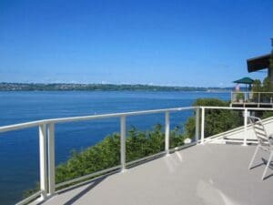 White Solid Glass Railing – Camano Island, WA