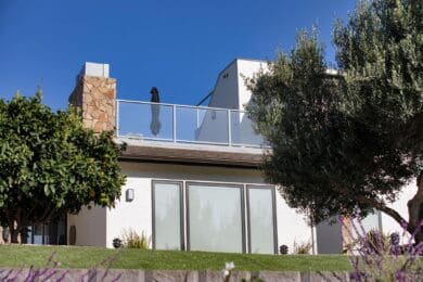 Silver Solid Glass Railing – San Diego, CA